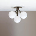 Modern Brass Sputnik Ceiling Light - Mid-Century Frosted Glass Lamp - view 1