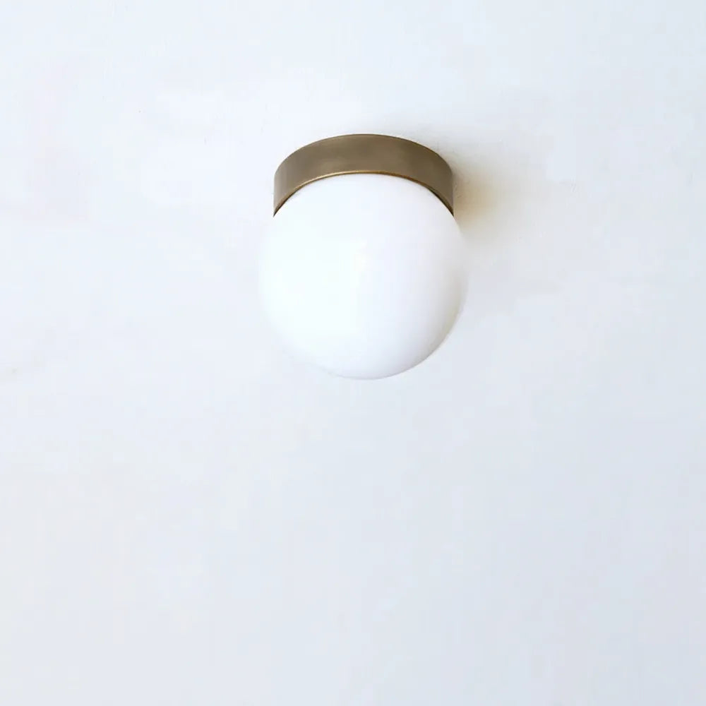 Modern Brass Recessed Ceiling Light - Simple White Glass Globe Design - view 5