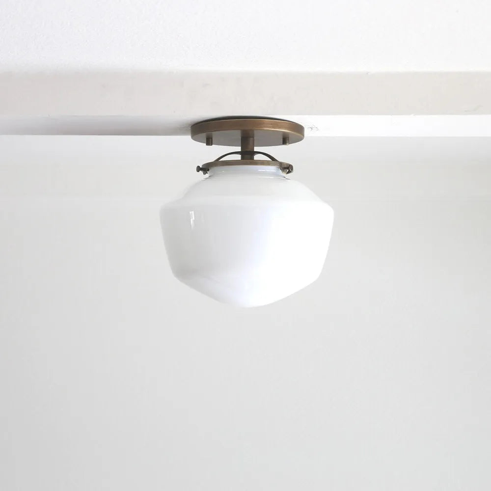 Retro Recessed Ceiling Lamp with Milky White Glass Lampshade - view 1