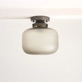 Contemporary Brass Flush Mount Ceiling Light with Textured Glass Shade - view 1