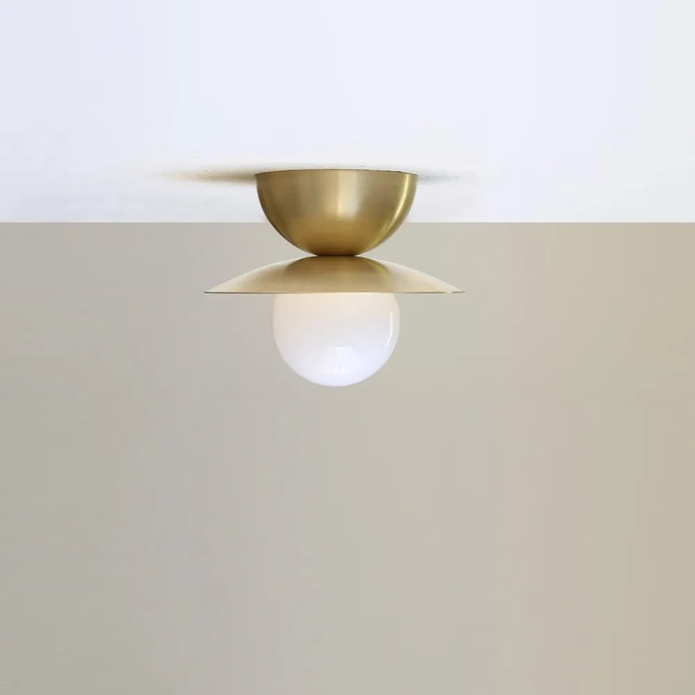 Mid-Century Modern Ceiling / Wall Light with Handcrafted Glass Globe - view 2