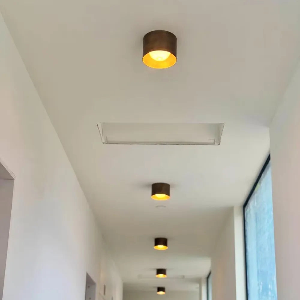 Vintage Brass Ceiling Spotlight, Simple Milky Glass Shade - view 9
