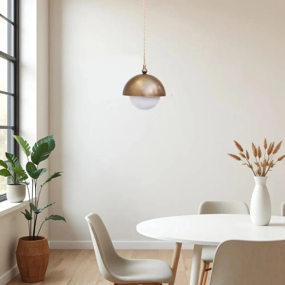 Modern Brass Chandelier – Spherical Glass Pendant for Kitchen Island - view 2