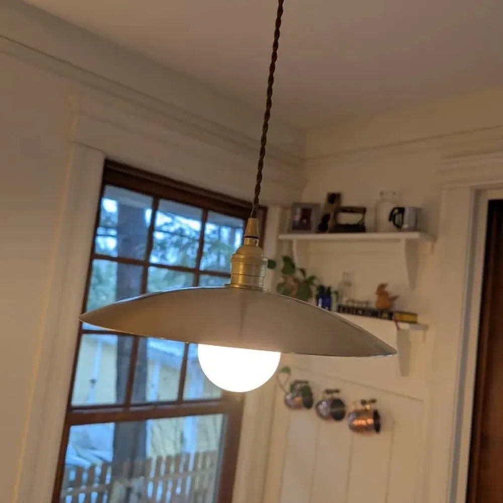 Industrial Brass Pendant Light – Vintage Kitchen Island Lighting - view 3