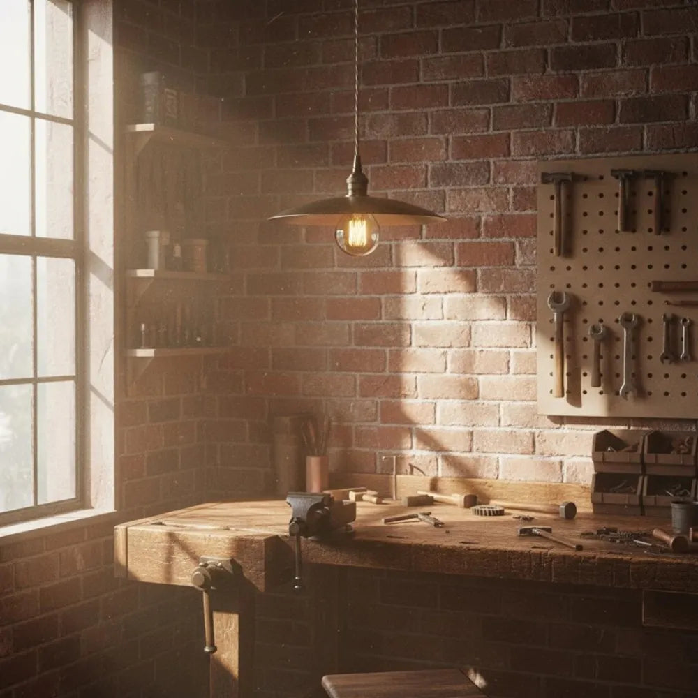Industrial Brass Pendant Light – Vintage Kitchen Island Lighting - view 6