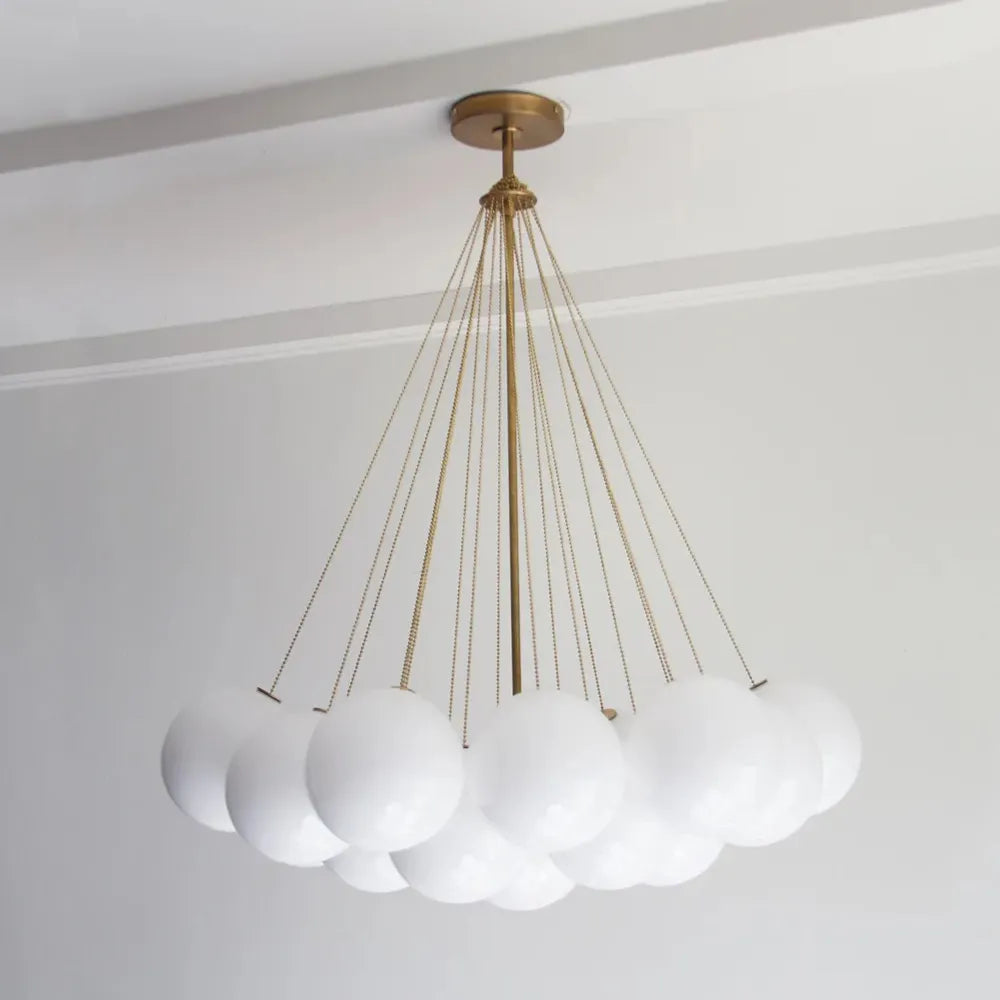 Modern Creative Chandelier – White Glass Bubble Cloud Light - view 1