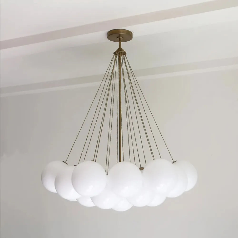 Modern Creative Chandelier – White Glass Bubble Cloud Light - view 12