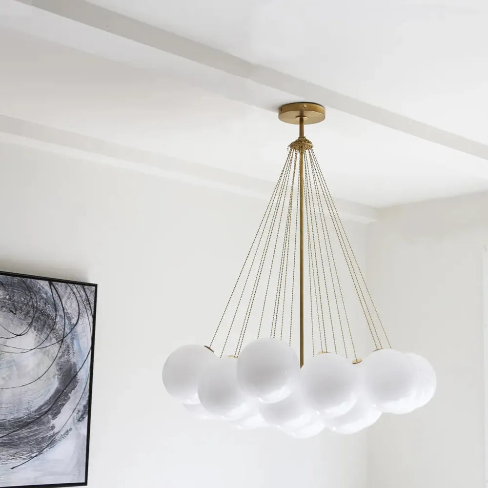 Modern Creative Chandelier – White Glass Bubble Cloud Light - view 3