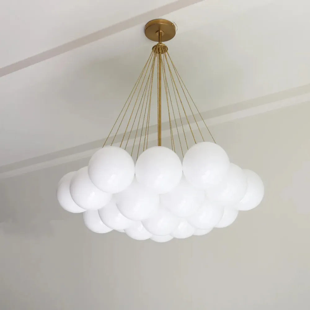 Modern Creative Chandelier – White Glass Bubble Cloud Light - view 4