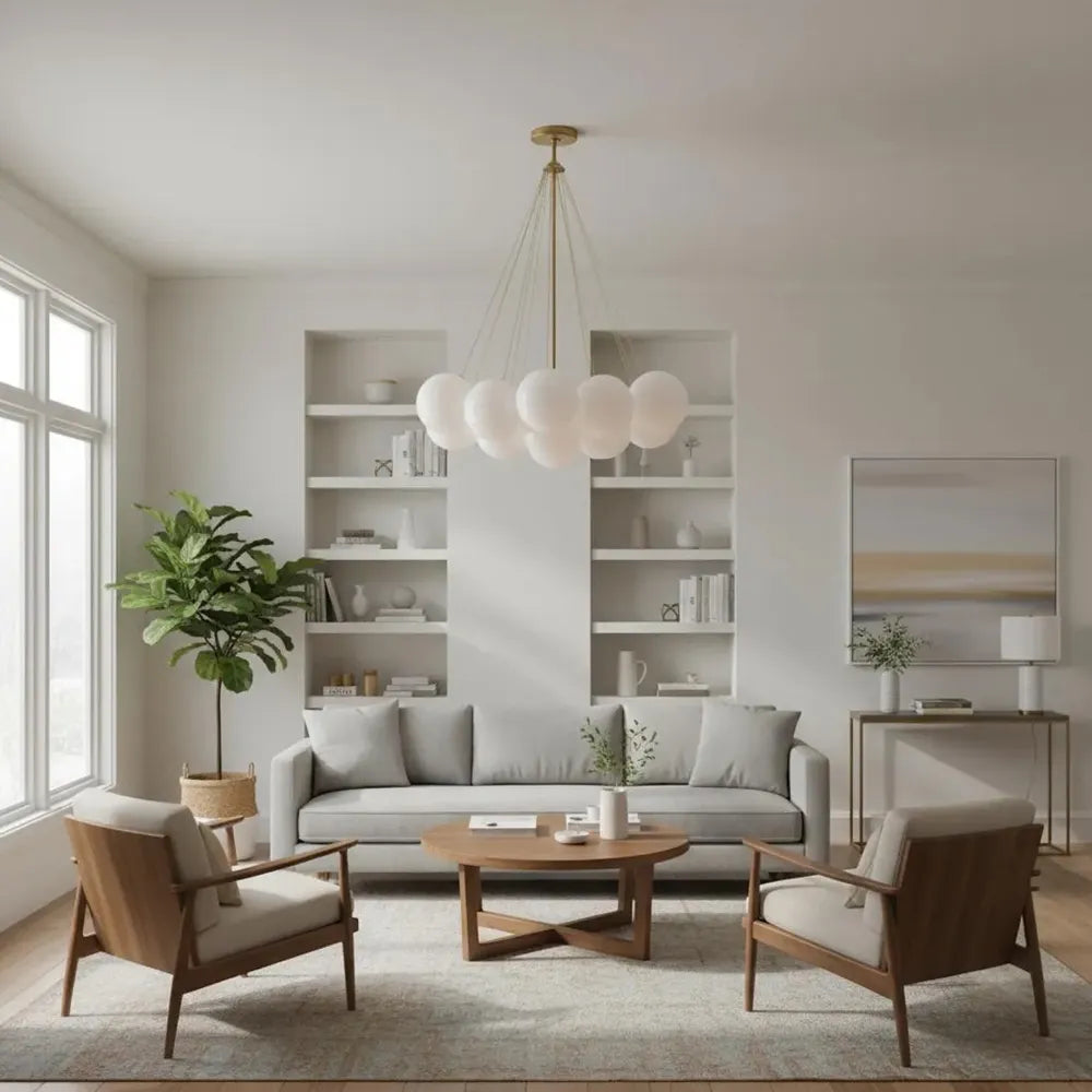 Modern Creative Chandelier – White Glass Bubble Cloud Light - view 6