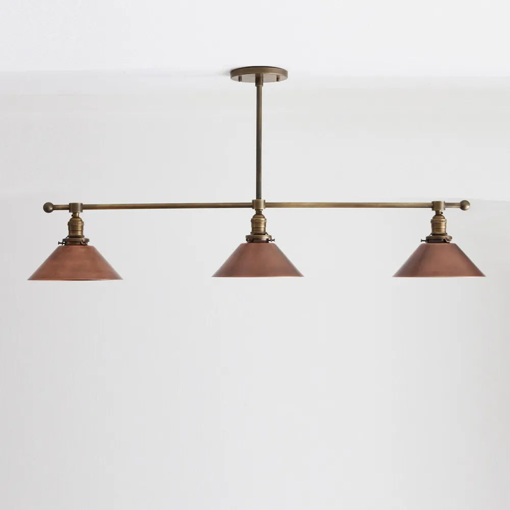 Industrial Brass Pendant Light With Copper Shade for Kitchen Island - view 2