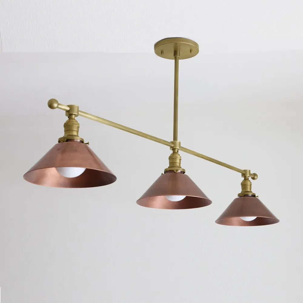 Industrial Brass Pendant Light With Copper Shade for Kitchen Island - view 5