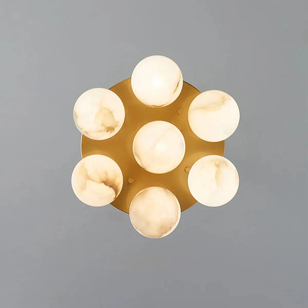 Alabaster Bubble Globe Flush Mount Ceiling Light in Brass - view 6