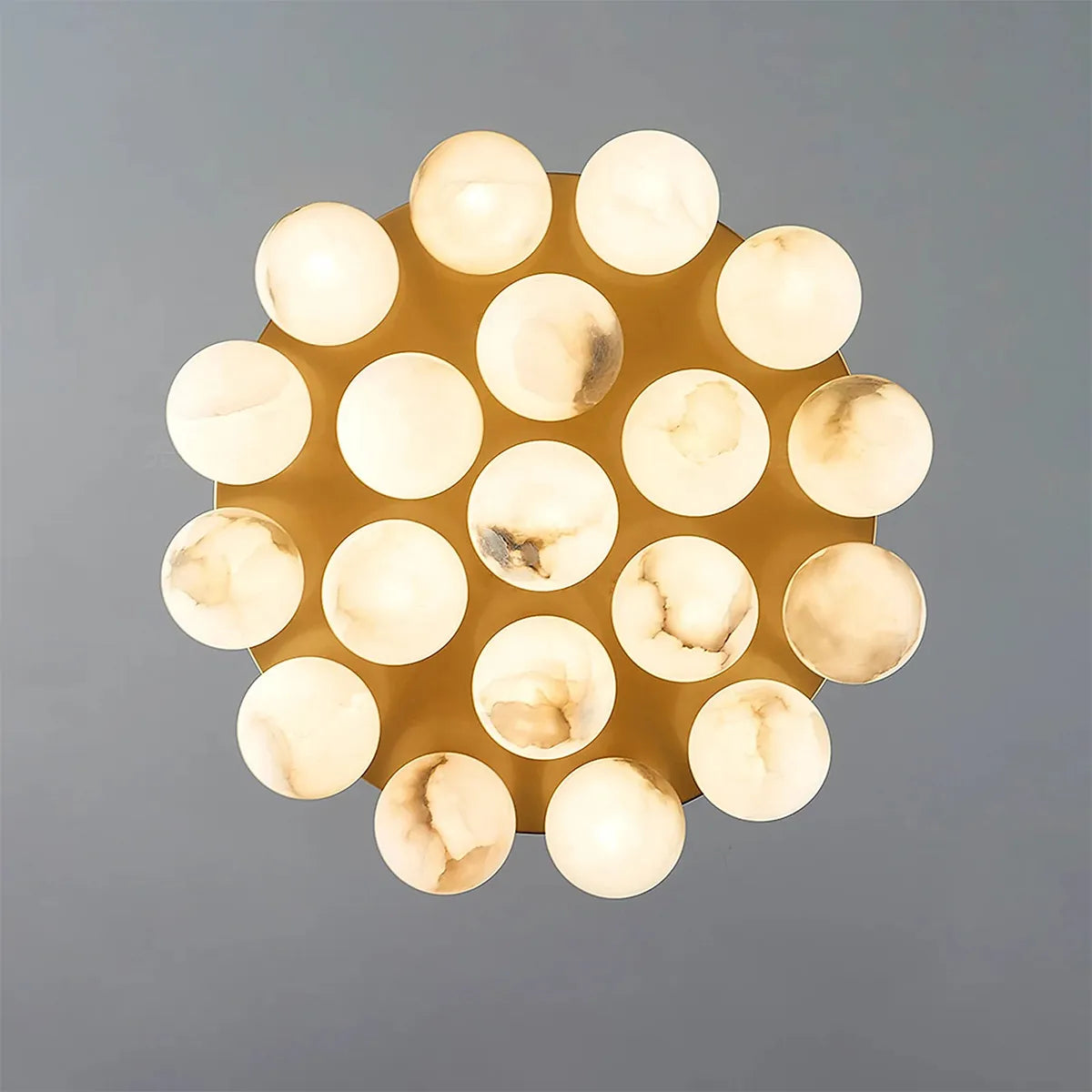 Alabaster Bubble Globe Flush Mount Ceiling Light in Brass - view 7