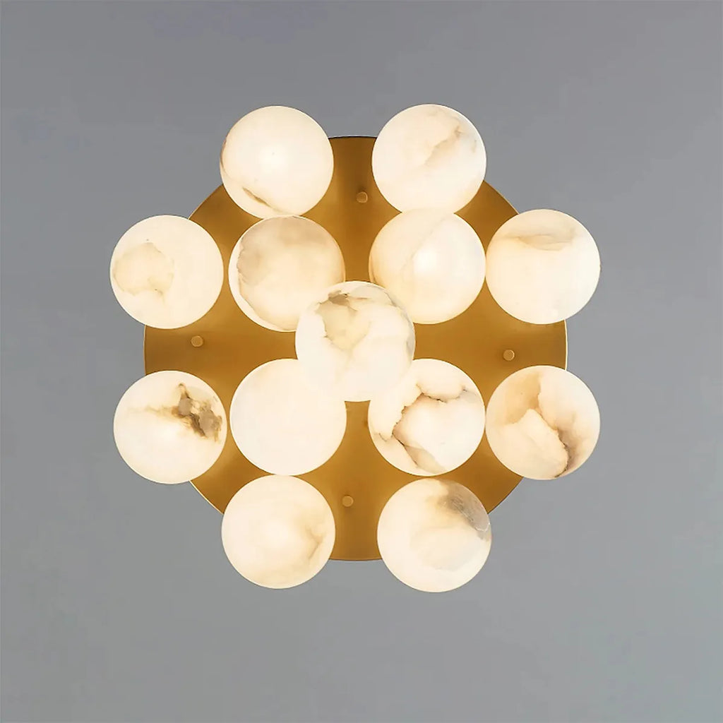 Alabaster Bubble Globe Flush Mount Ceiling Light in Brass - view 8