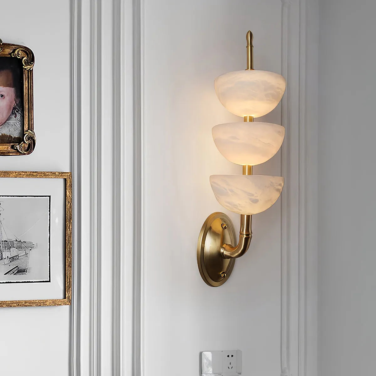 Modern Minimalist Art Triple Alabaster Wall Lamp 5.9" - view 4