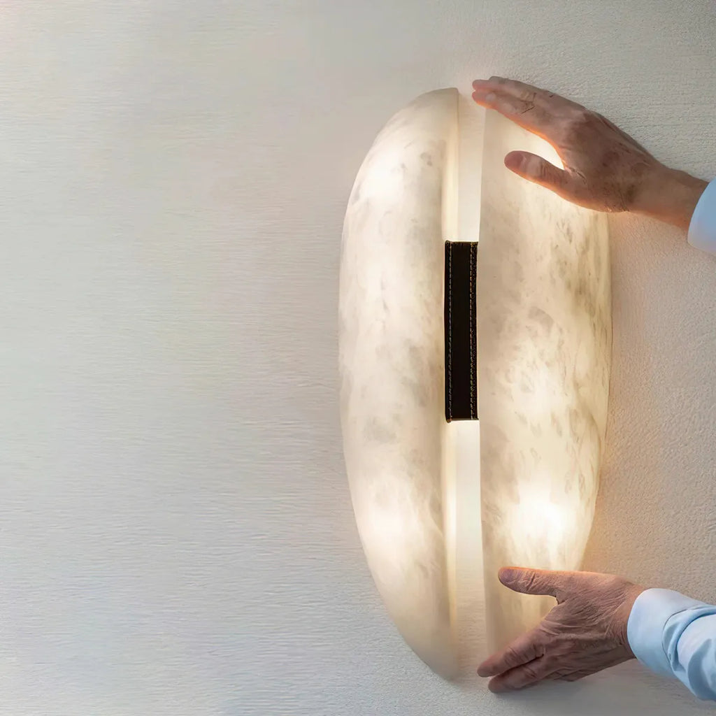 Alabaster Veil Wall Sconce with Sculptural Design - view 3