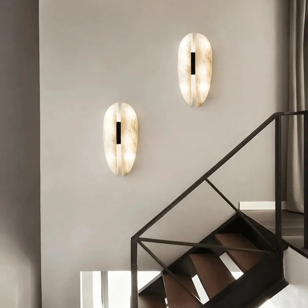 Alabaster Veil Wall Sconce with Sculptural Design - view 4