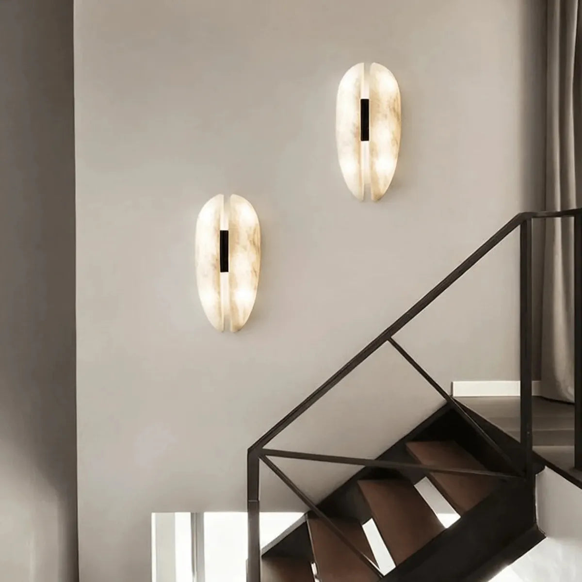 Alabaster Veil Wall Sconce with Sculptural Design - view 4