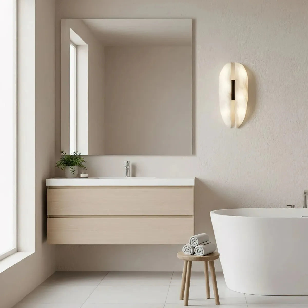 Alabaster Veil Wall Sconce with Sculptural Design - view 6