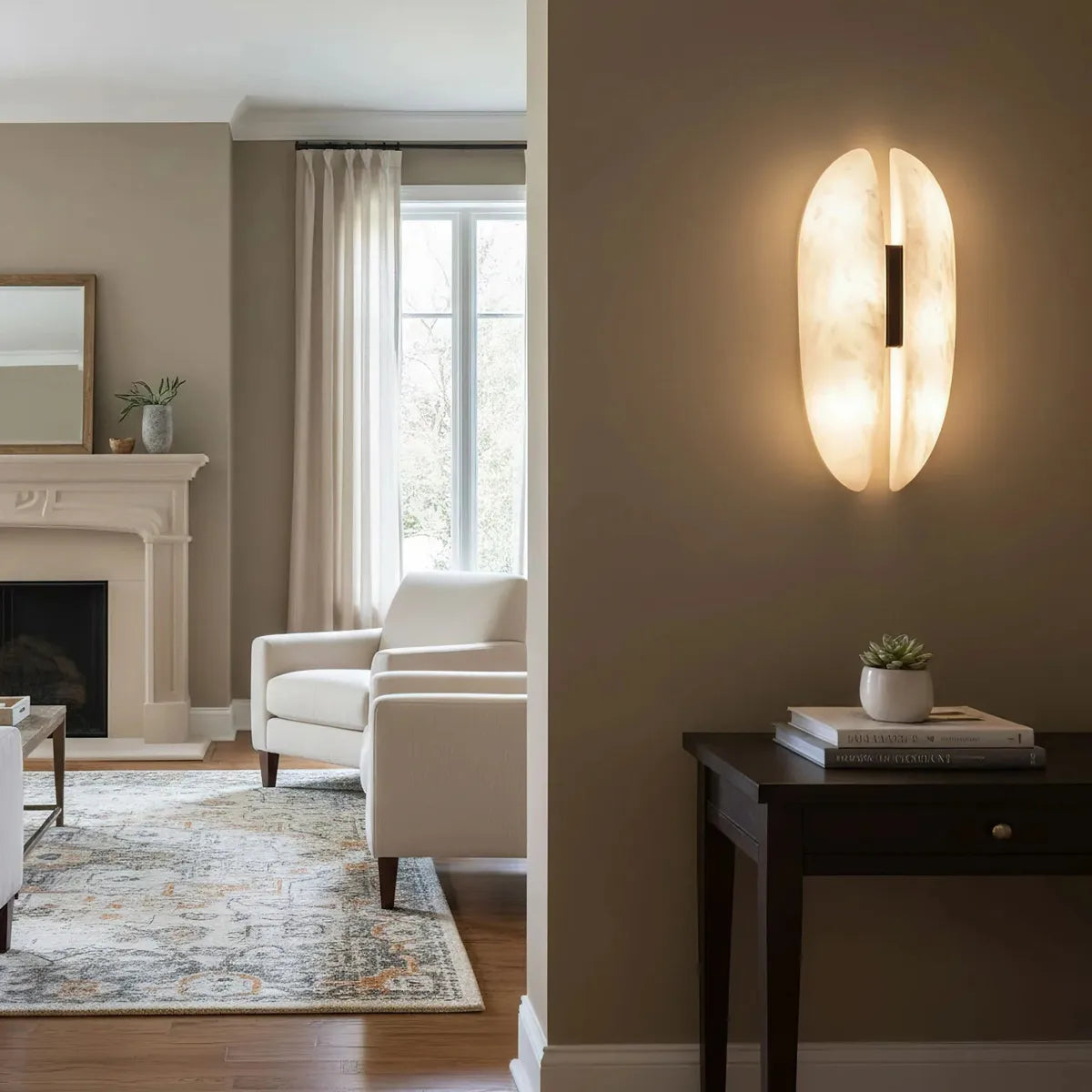Alabaster Veil Wall Sconce with Sculptural Design - view 7