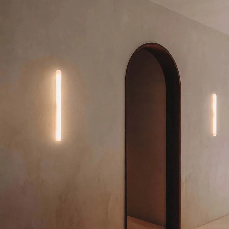 Alabaster Tubular Wall Light – Slim Vertical Sconce with Ambient Glow - view 4