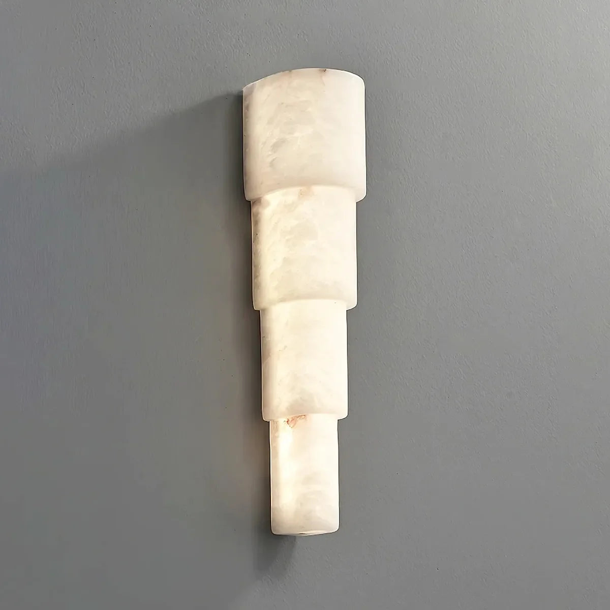 Tiered Alabaster Wall Lamp with Refined Vertical Light - view 1