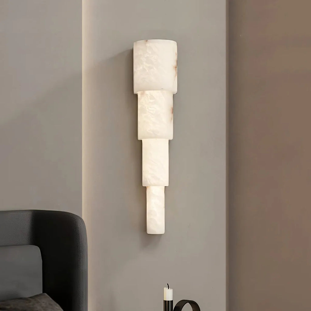 Tiered Alabaster Wall Lamp with Refined Vertical Light - view 4