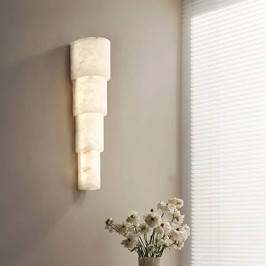 Tiered Alabaster Wall Lamp with Refined Vertical Light - view 5