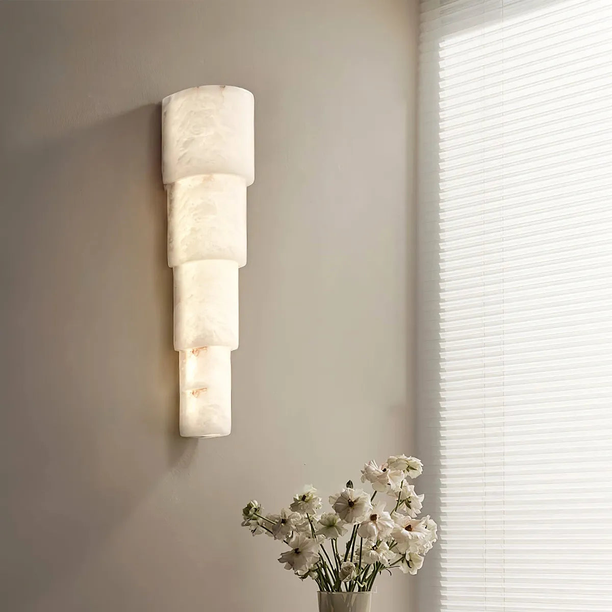 Tiered Alabaster Wall Lamp with Refined Vertical Light - view 5