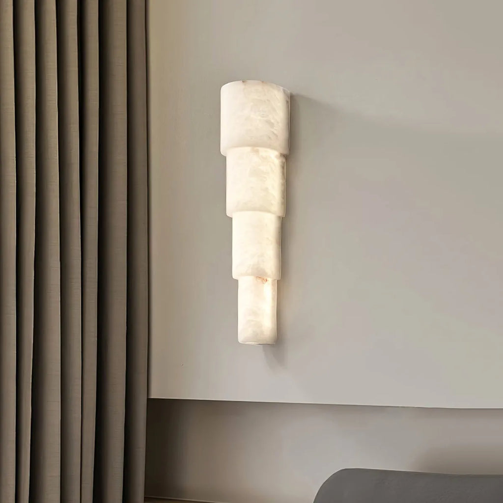 Tiered Alabaster Wall Lamp with Refined Vertical Light - view 6