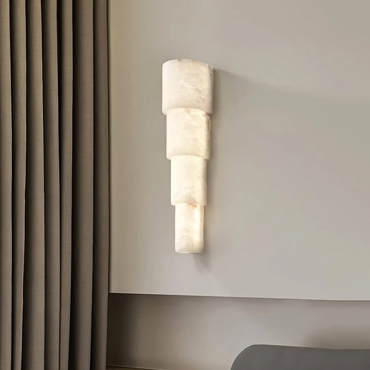 Tiered Alabaster Wall Lamp with Refined Vertical Light - view 6