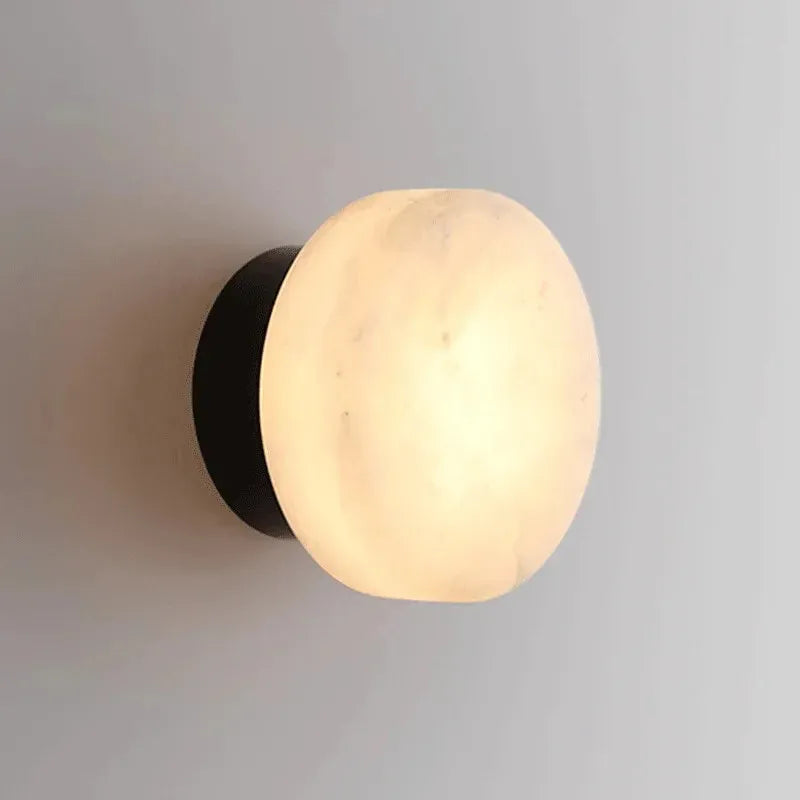 Modern Round Alabaster Texture LED Wall Lamp - view 1