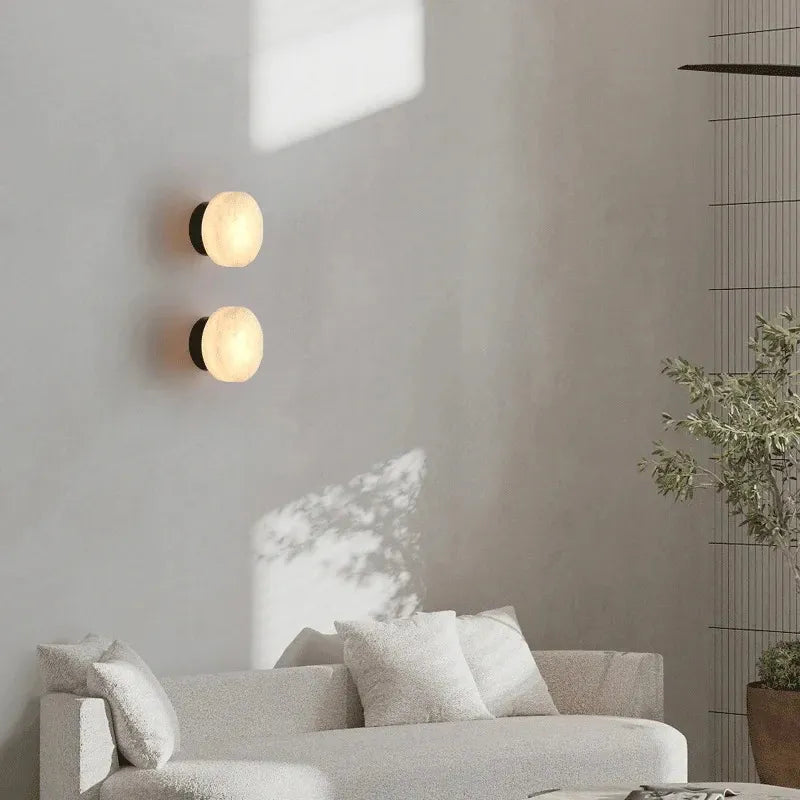 Modern Round Alabaster Texture LED Wall Lamp - view 4