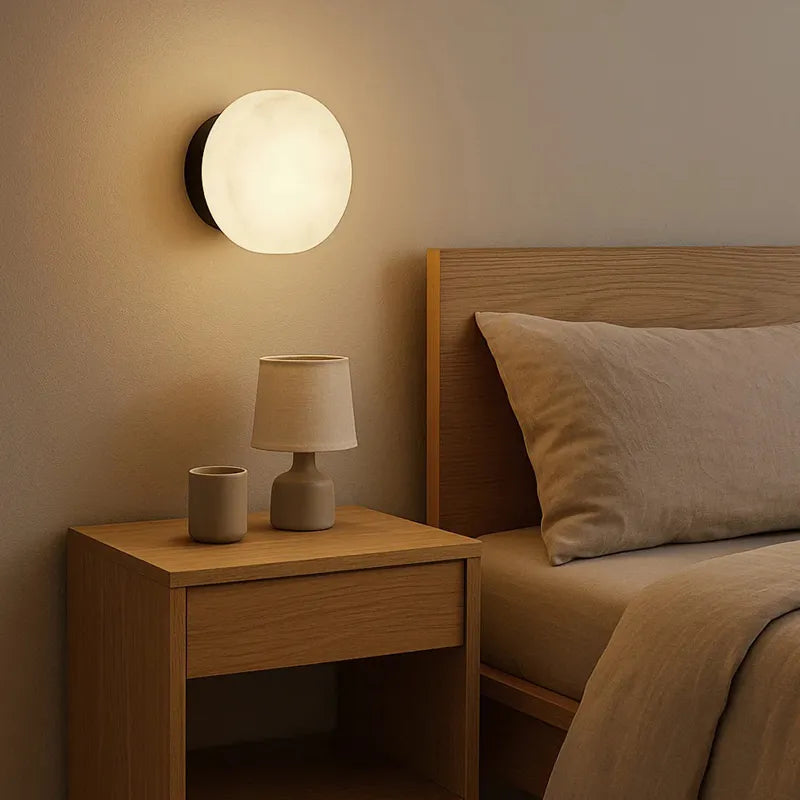 Modern Round Alabaster Texture LED Wall Lamp - view 6