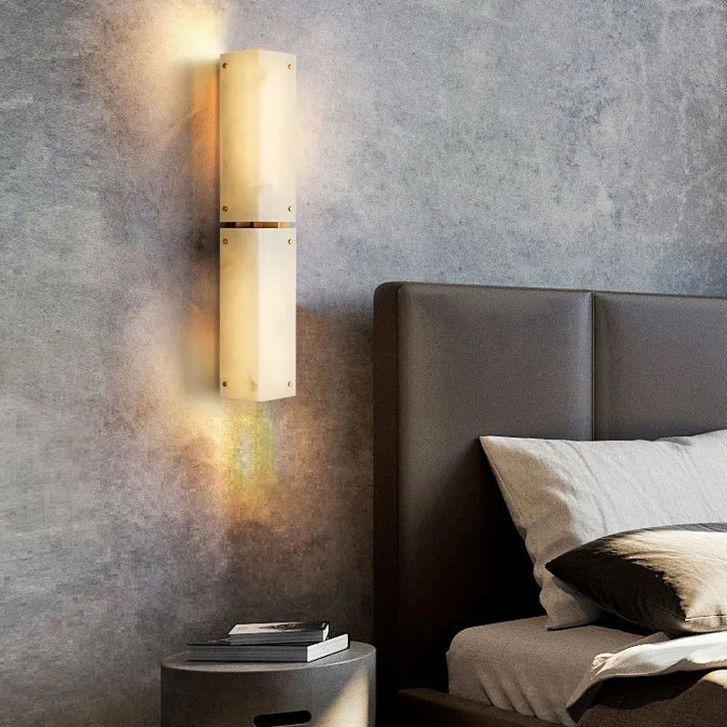Alabaster Wall Sconce Light – Layered Design with Luminous Silhouette - view 1