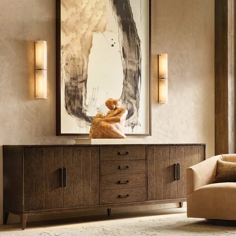 Alabaster Wall Sconce Light – Layered Design with Luminous Silhouette - view 2