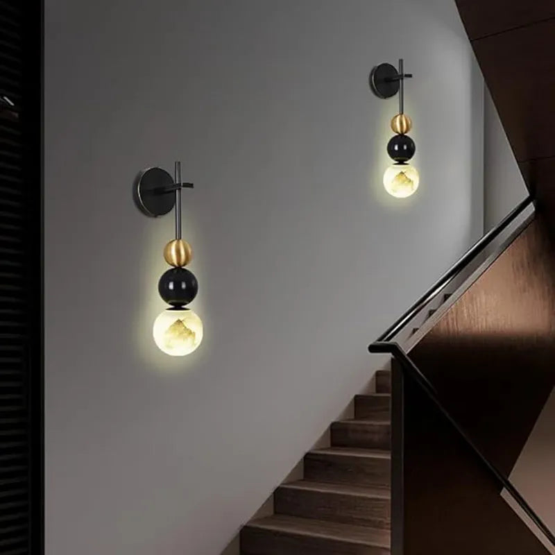 Copper Wall Sconce with Alabaster Shade - view 2