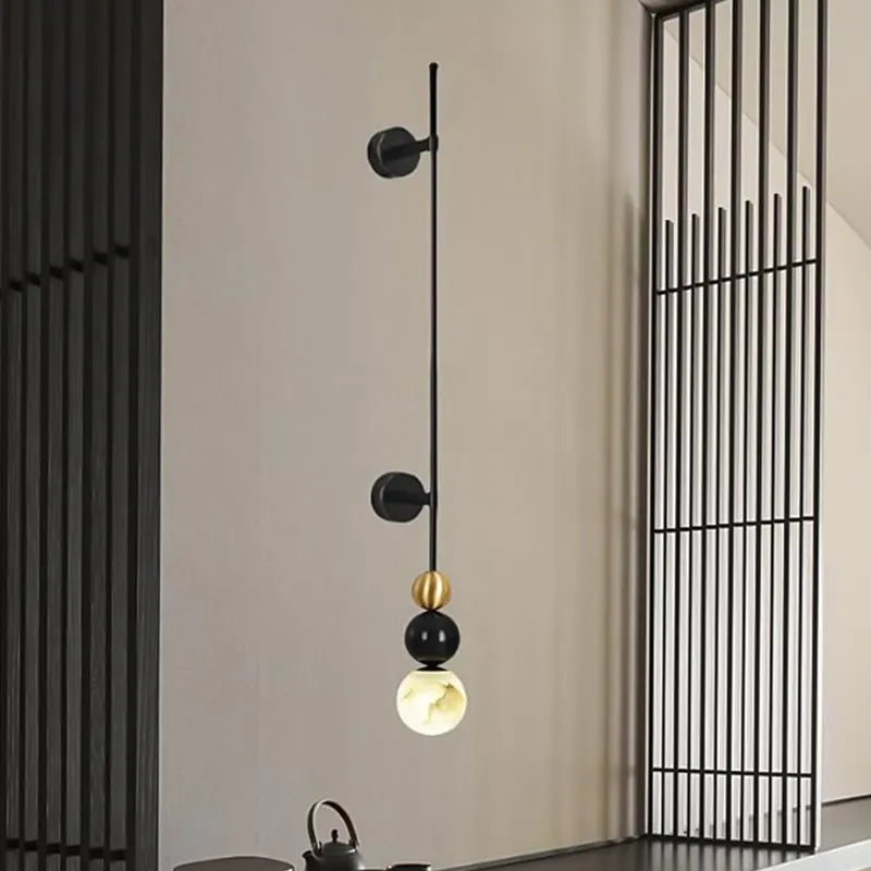 Alabaster Globe Wall Sconce in Copper & Black - view 3