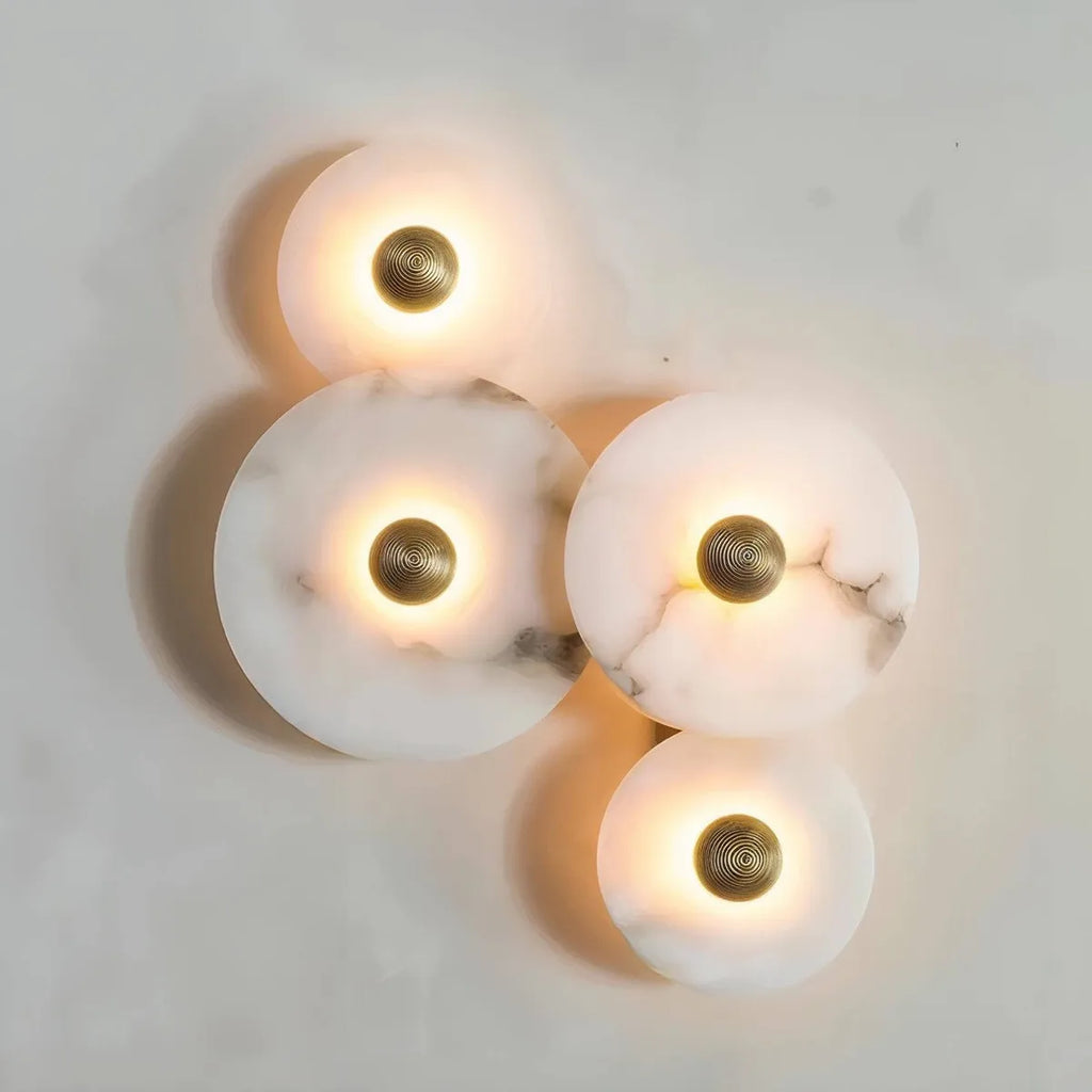 Nayra Round Alabaster Wall Sconce with Diffused Light - view 5