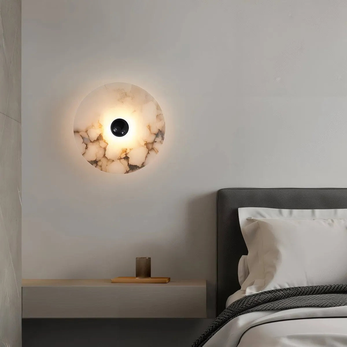Nayra Round Alabaster Wall Sconce with Diffused Light - view 6