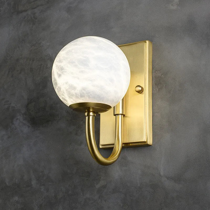 Copper Alabaster Globe Wall Sconce with Brass Accent - view 1