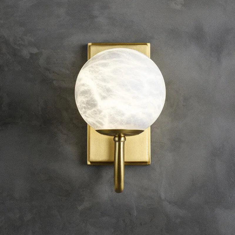 Copper Alabaster Globe Wall Sconce with Brass Accent - view 2