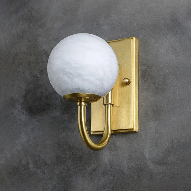 Copper Alabaster Globe Wall Sconce with Brass Accent - view 3
