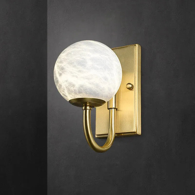 Copper Alabaster Globe Wall Sconce with Brass Accent - view 5