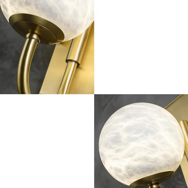 Copper Alabaster Globe Wall Sconce with Brass Accent - view 6