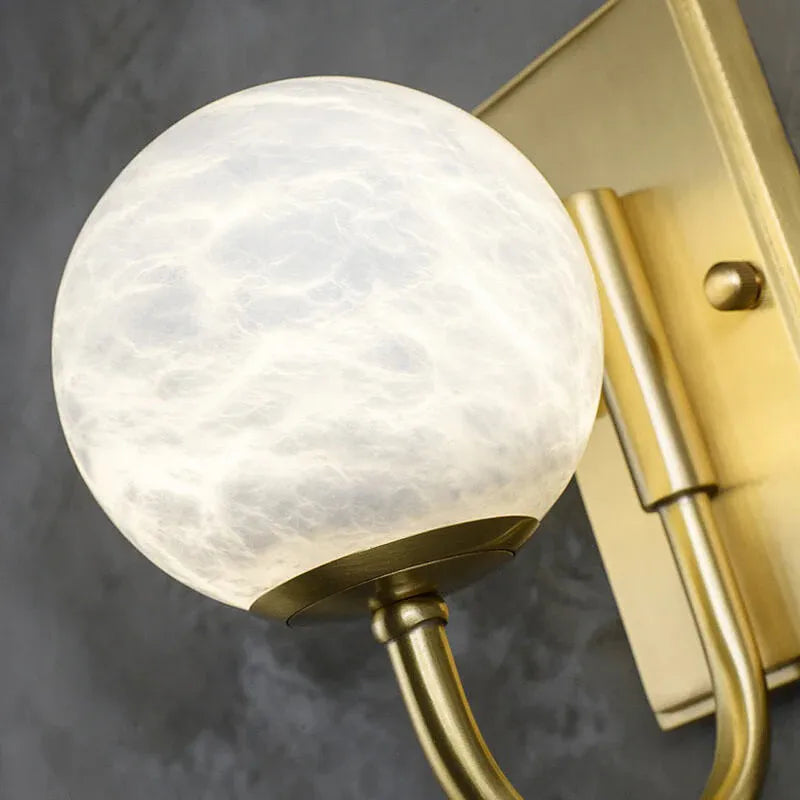 Copper Alabaster Globe Wall Sconce with Brass Accent - view 7