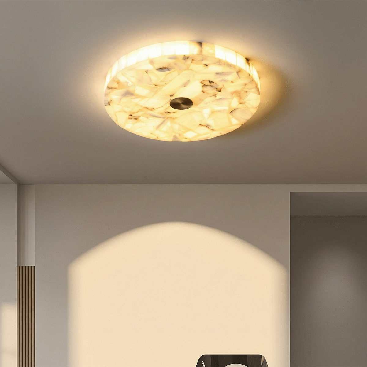 Round Alabaster Flush Mount Ceiling Light - view 2