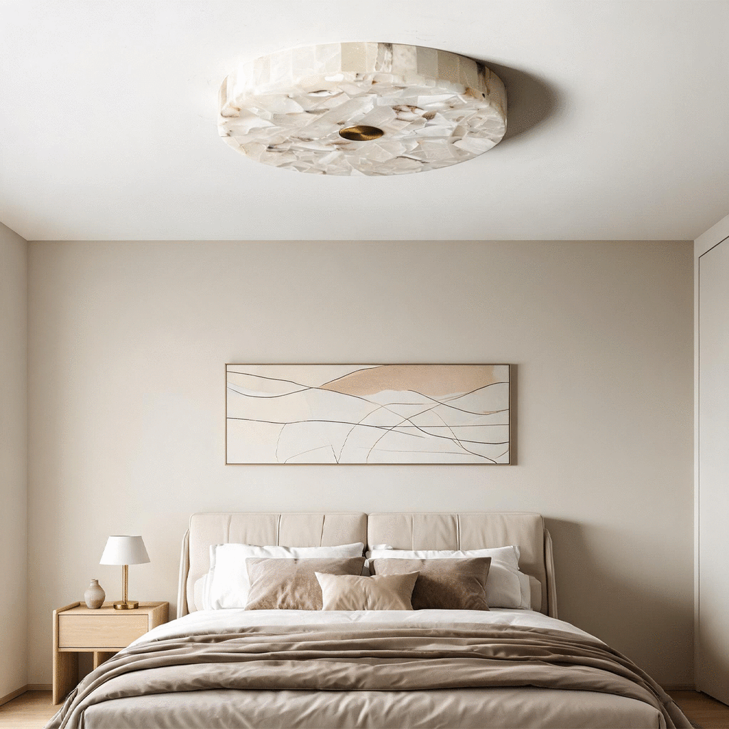 Round Alabaster Flush Mount Ceiling Light - view 3