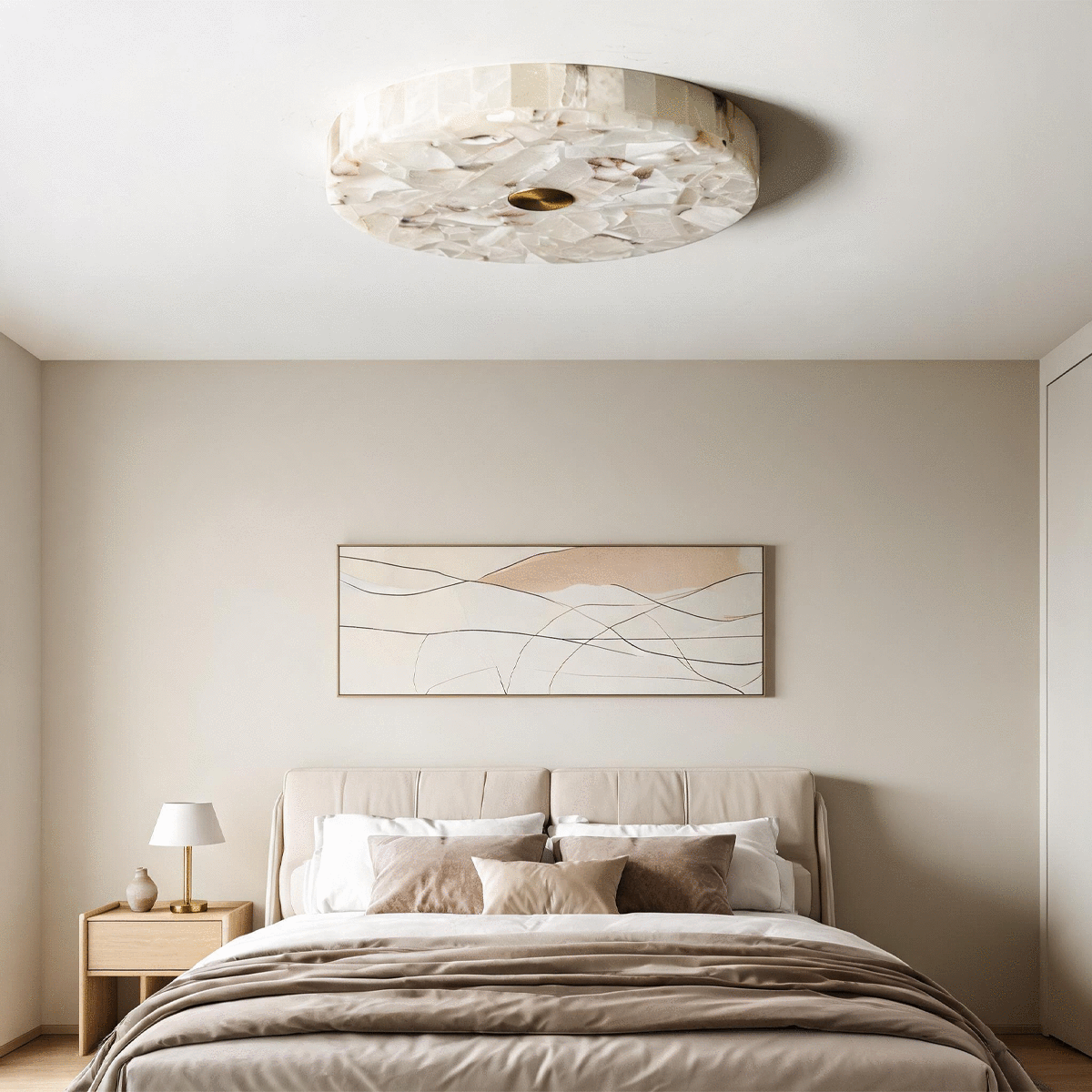 Round Alabaster Flush Mount Ceiling Light - view 3
